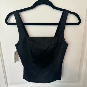 Abercrombie & Fitch Black Satin Fitted Bustier Tank Top, Women’s XS